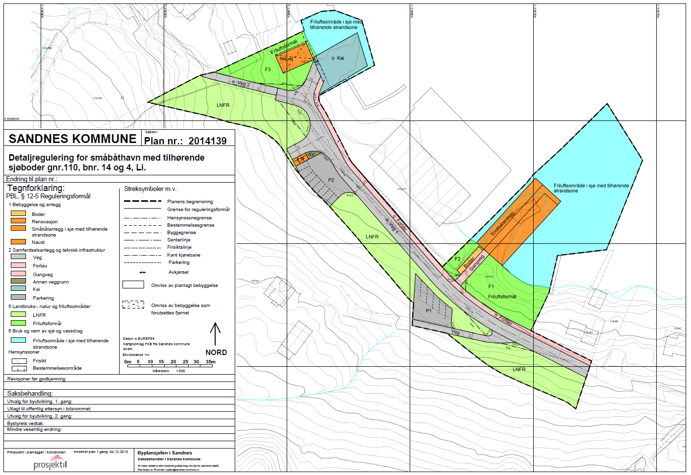 3 Plankart, med småbåthavn og strand nede til høyre og naust oppe til venstre. PLANSTARTVARSEL Igangsetting av reguleringsarbeidet ble varslet den 16.01.2015. Det kom inn 12 uttalelser.