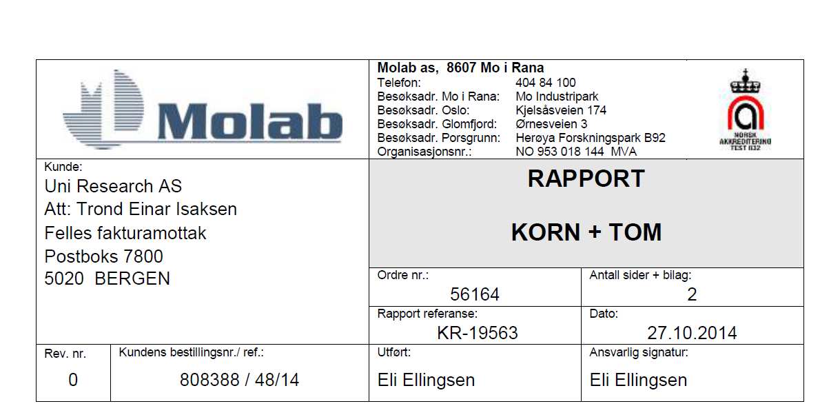 MOM C-undersøkelse ved Bjelkavik,