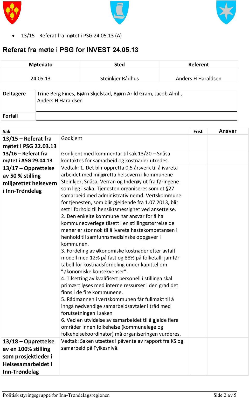 13 Møtedato Sted Referent 24.05.