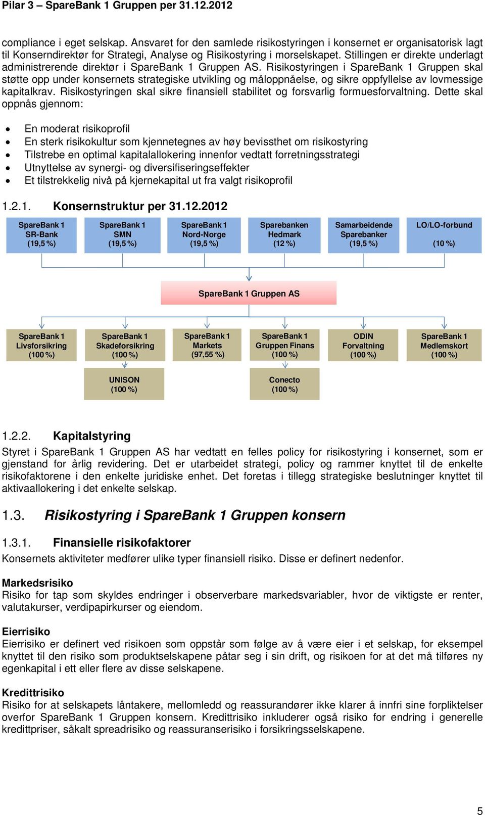Risikostyringen i Gruppen skal støtte opp under konsernets strategiske utvikling og måloppnåelse, og sikre oppfyllelse av lovmessige kapitalkrav.
