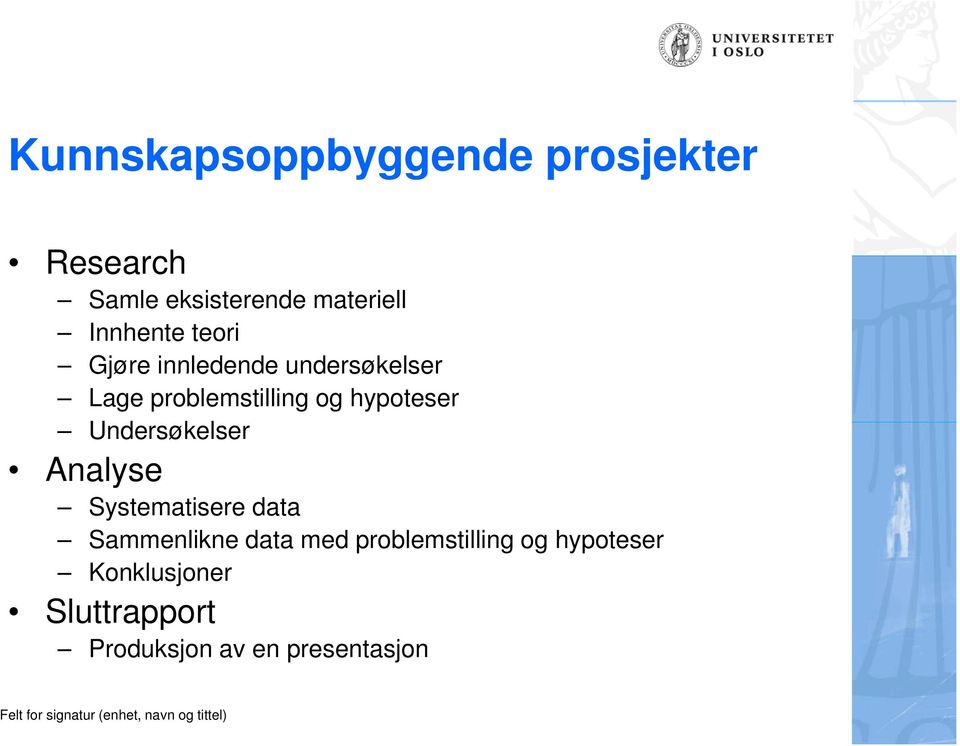 hypoteser Undersøkelser Analyse Systematisere data Sammenlikne data med