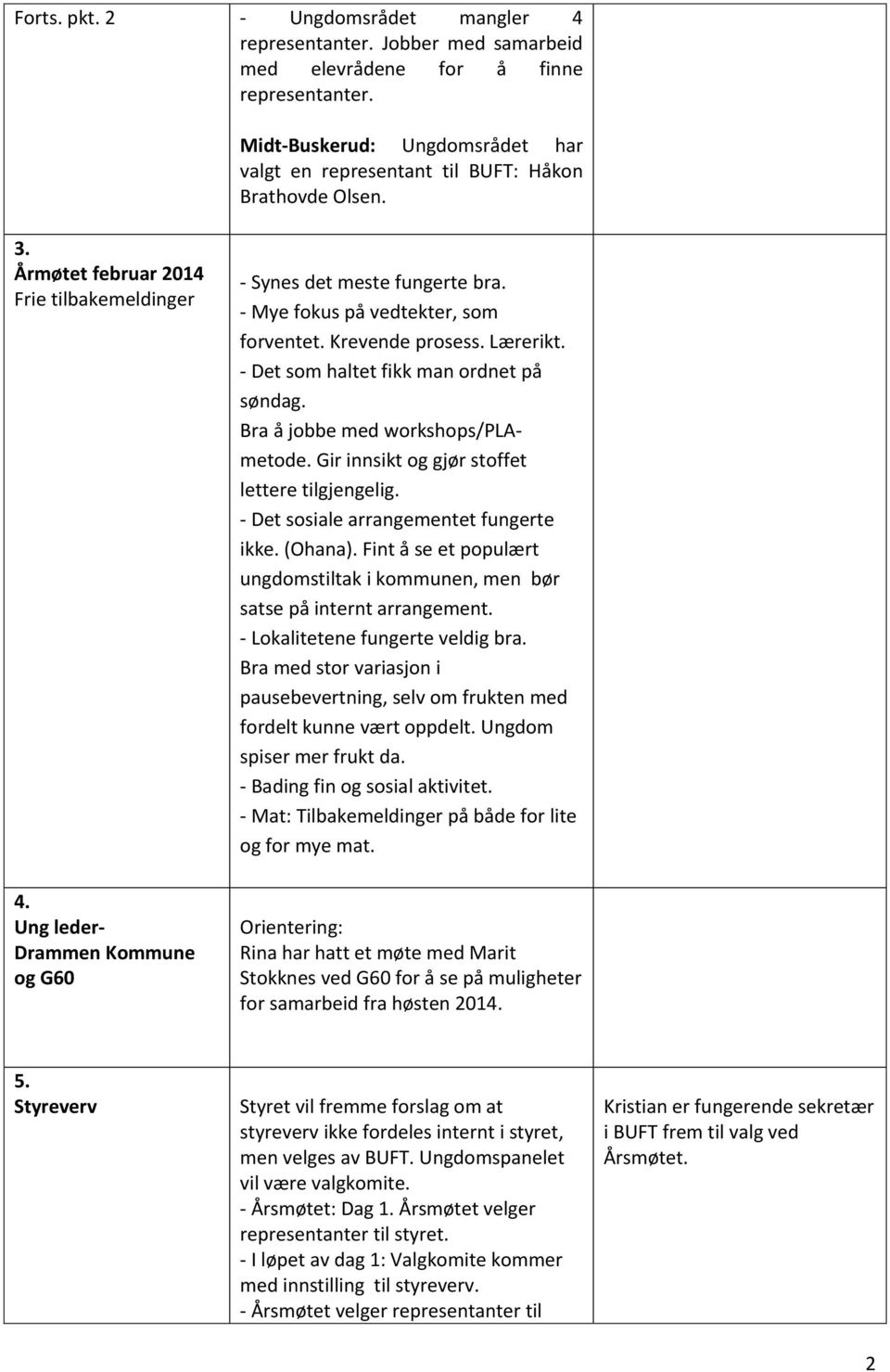 - Mye fokus på vedtekter, som forventet. Krevende prosess. Lærerikt. - Det som haltet fikk man ordnet på søndag. Bra å jobbe med workshops/plametode. Gir innsikt og gjør stoffet lettere tilgjengelig.