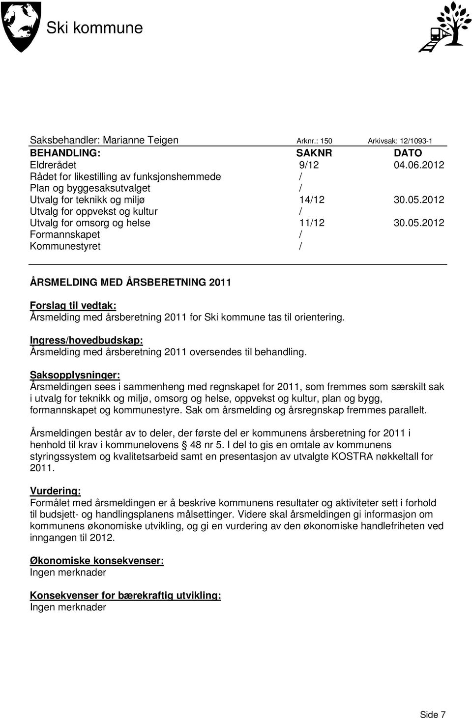 2012 Utvalg for oppvekst og kultur / Utvalg for omsorg og helse 11/12 30.05.