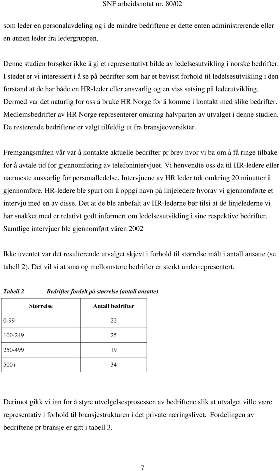 I stedet er vi interessert i å se på bedrifter som har et bevisst forhold til ledelsesutvikling i den forstand at de har både en HR-leder eller ansvarlig og en viss satsing på lederutvikling.