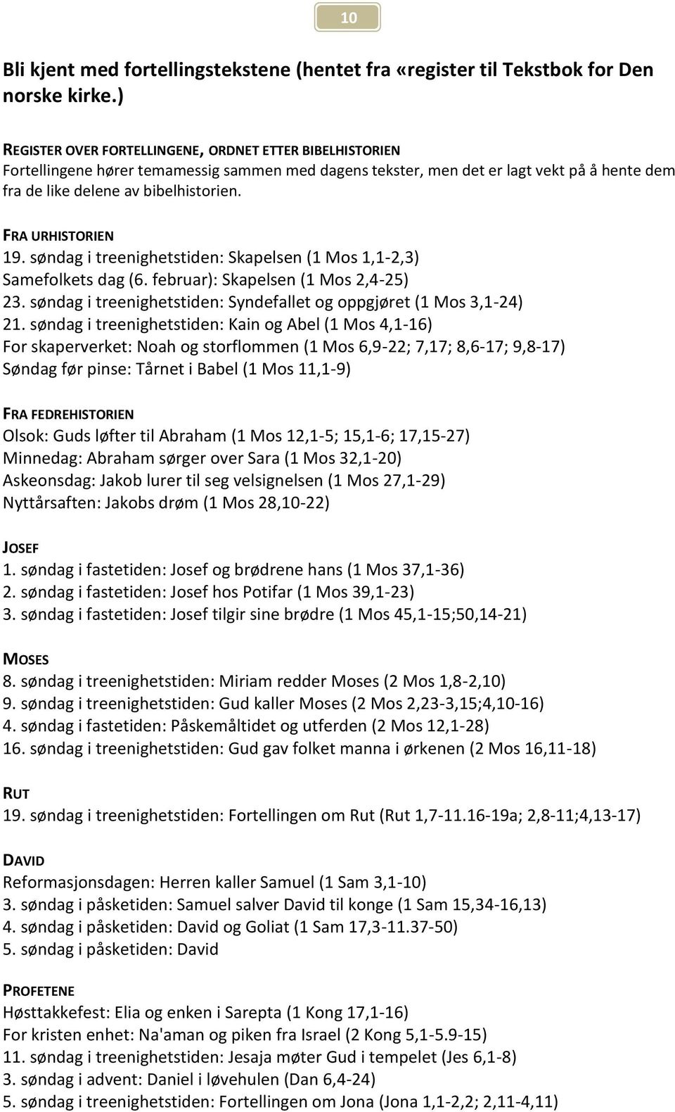 FRA URHISTORIEN 19. søndag i treenighetstiden: Skapelsen (1 Mos 1,1-2,3) Samefolkets dag (6. februar): Skapelsen (1 Mos 2,4-25) 23.