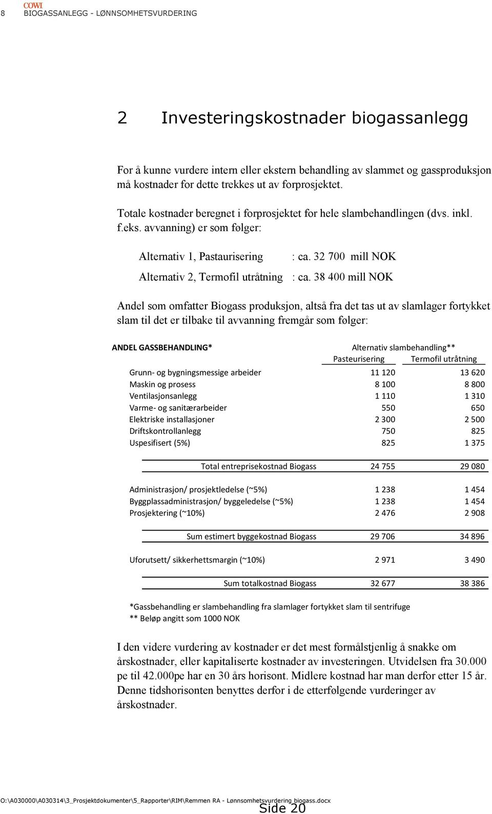 32 700 mill NOK Alternativ 2, Termofil utråtning : ca.