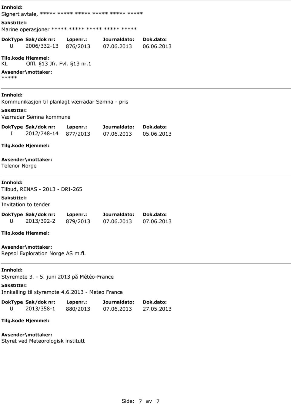 RENAS - 2013 - DR-265 nvitation to tender 2013/392-2 879/2013 Repsol Exploration Norge AS m.fl. Styremøte 3. - 5.