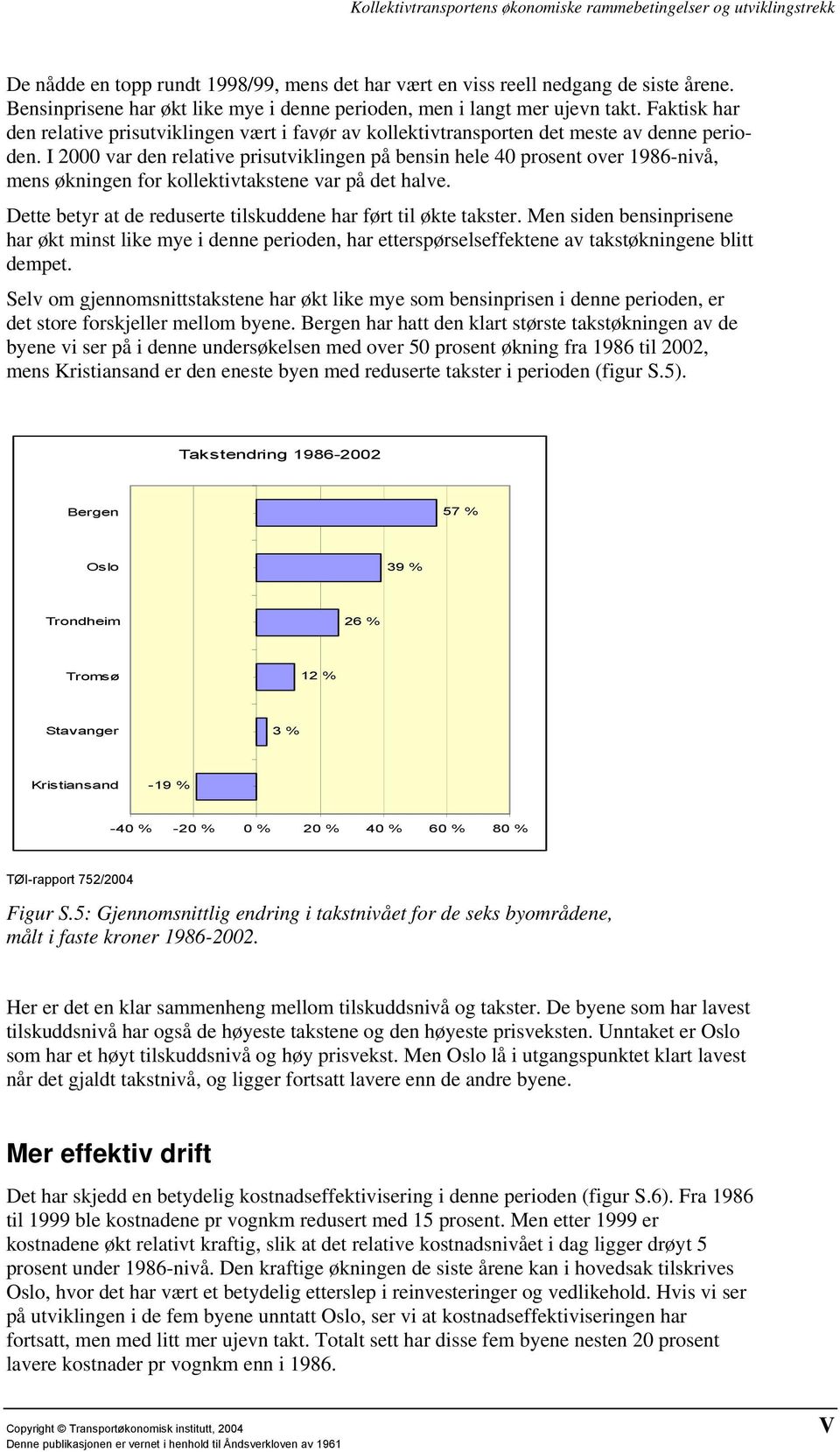 I 2000 var den relative prisutviklingen på bensin hele 40 prosent over 1986-nivå, mens økningen for kollektivtakstene var på det halve.