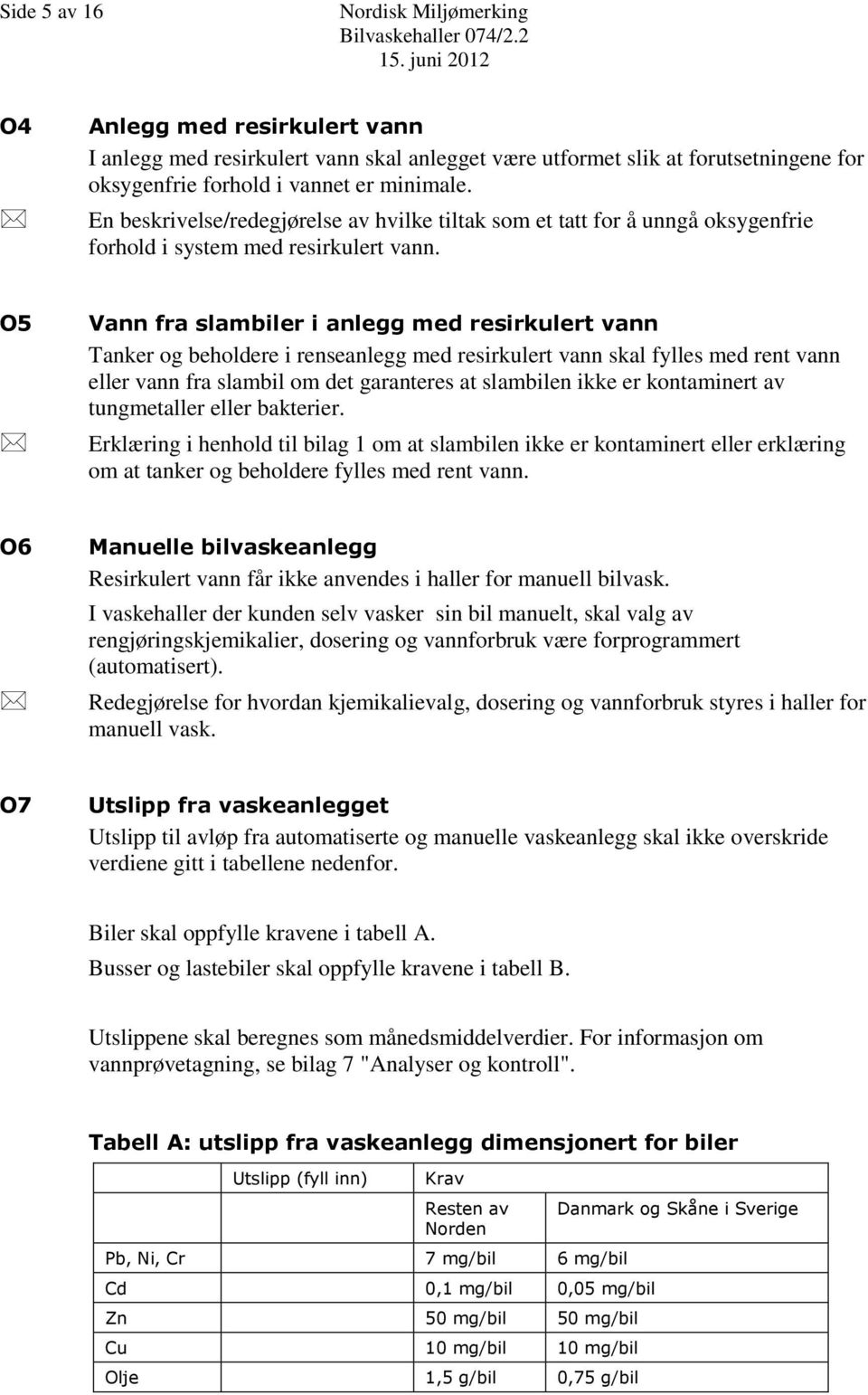 En beskrivelse/redegjørelse av hvilke tiltak som et tatt for å unngå oksygenfrie forhold i system med resirkulert vann.