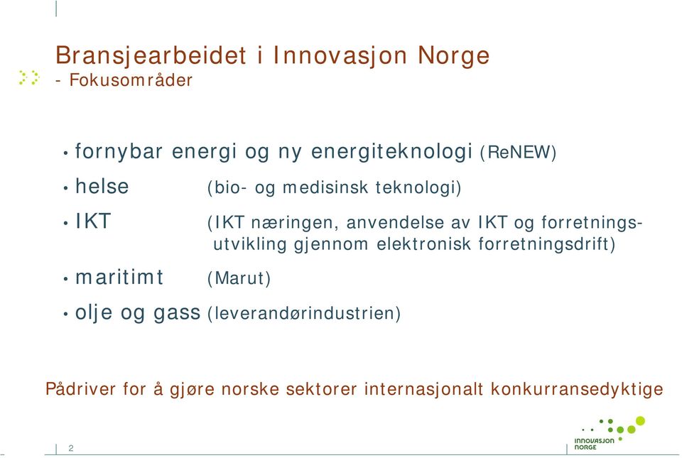 IKT og forretningsutvikling gjennom elektronisk forretningsdrift) (Marut) olje og gass