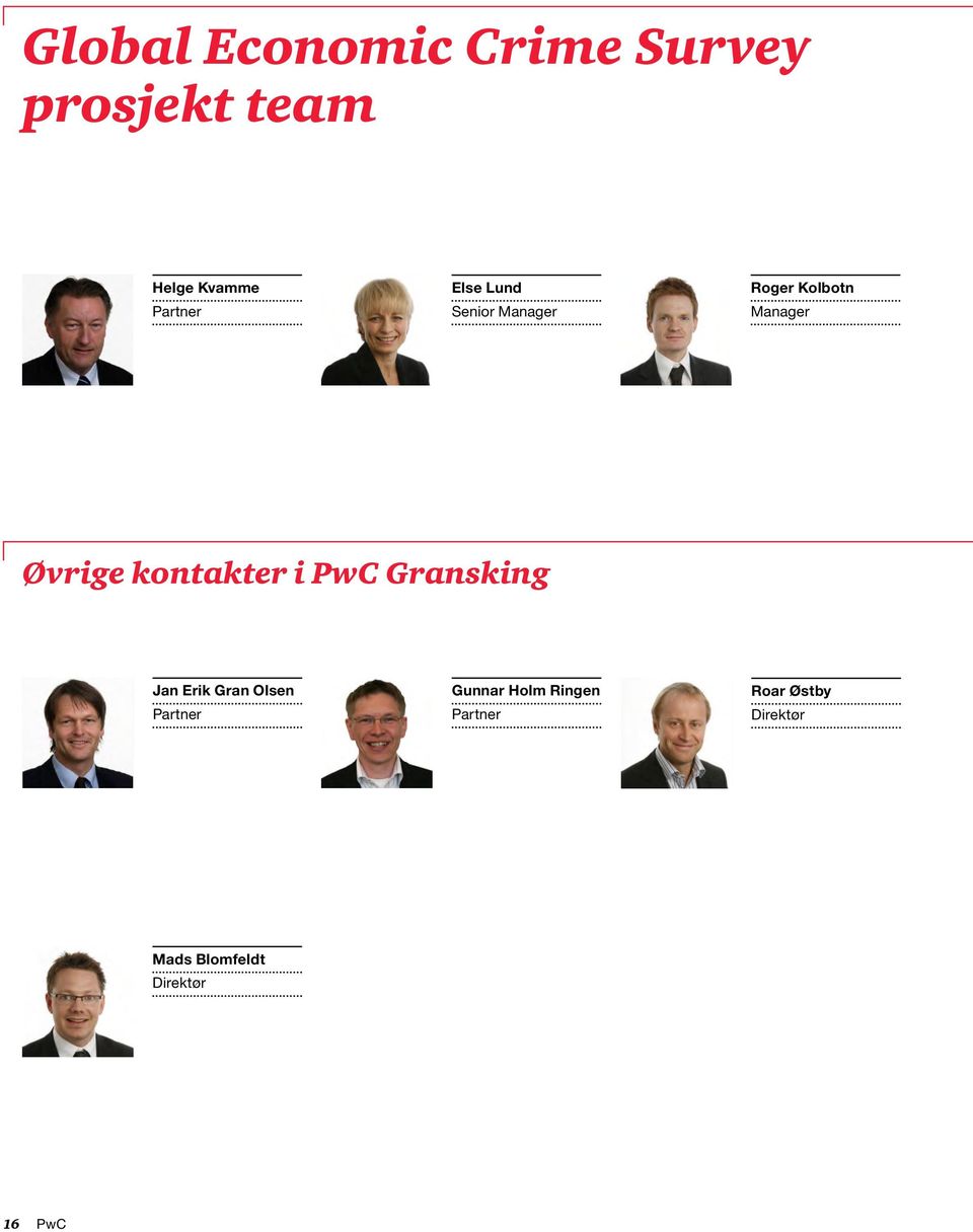 kontakter i PwC Gransking Jan Erik Gran Olsen Partner Gunnar