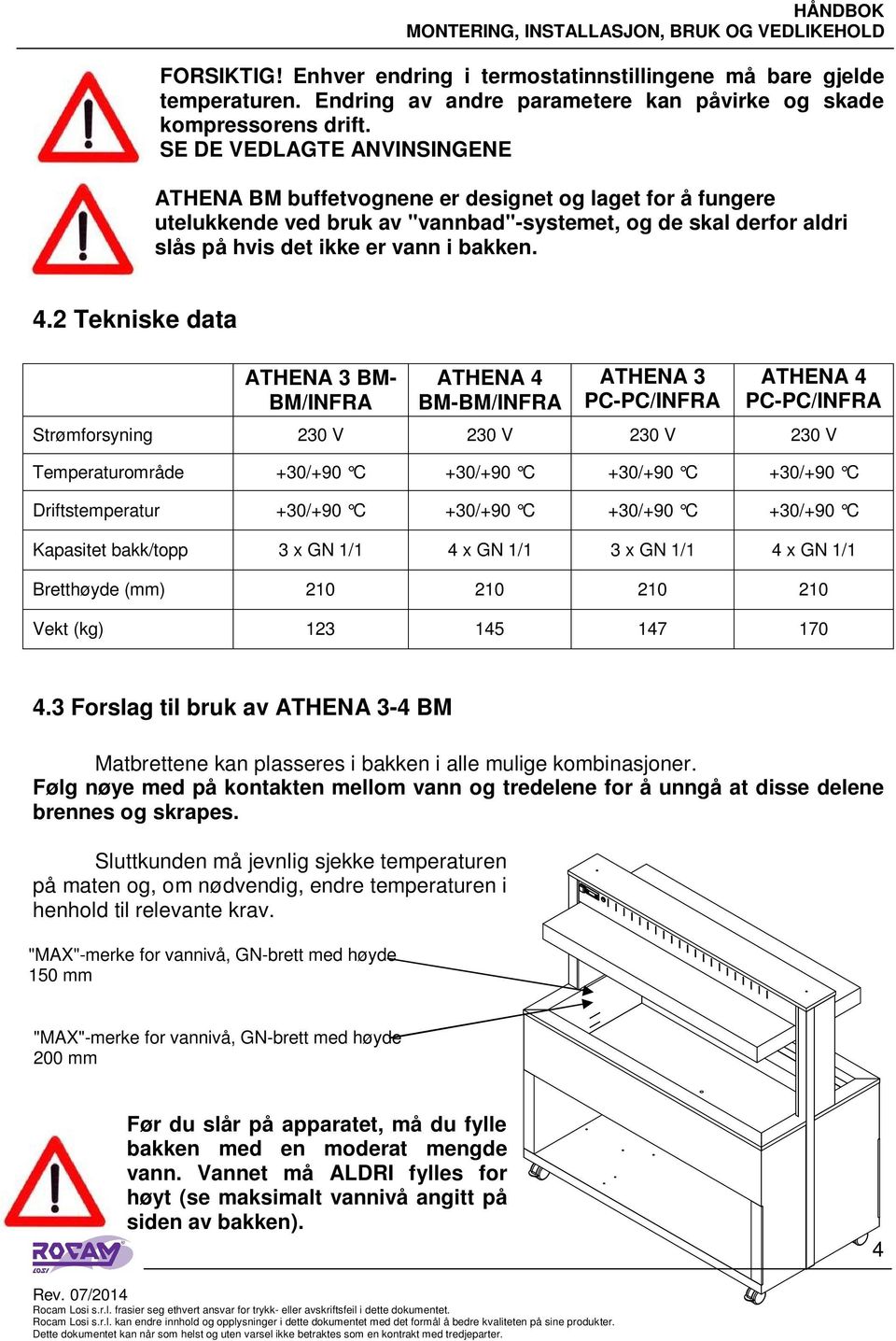 2 Tekniske data ATHENA 3 BM- BM/INFRA ATHENA 4 BM-BM/INFRA ATHENA 3 PC-PC/INFRA ATHENA 4 PC-PC/INFRA Strømforsyning 230 V 230 V 230 V 230 V Temperaturområde +30/+90 C +30/+90 C +30/+90 C +30/+90 C