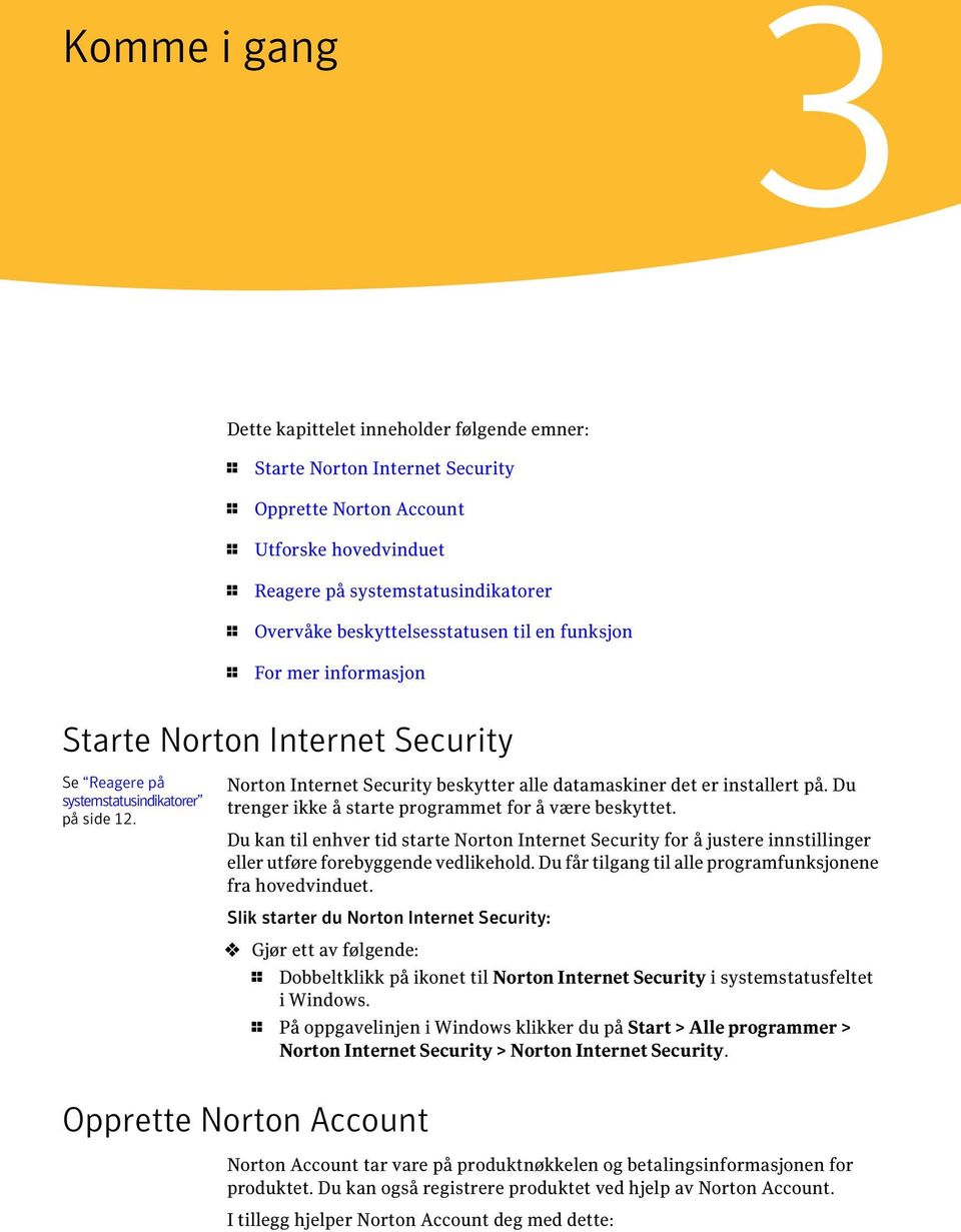 Norton Internet Security beskytter alle datamaskiner det er installert på. Du trenger ikke å starte programmet for å være beskyttet.