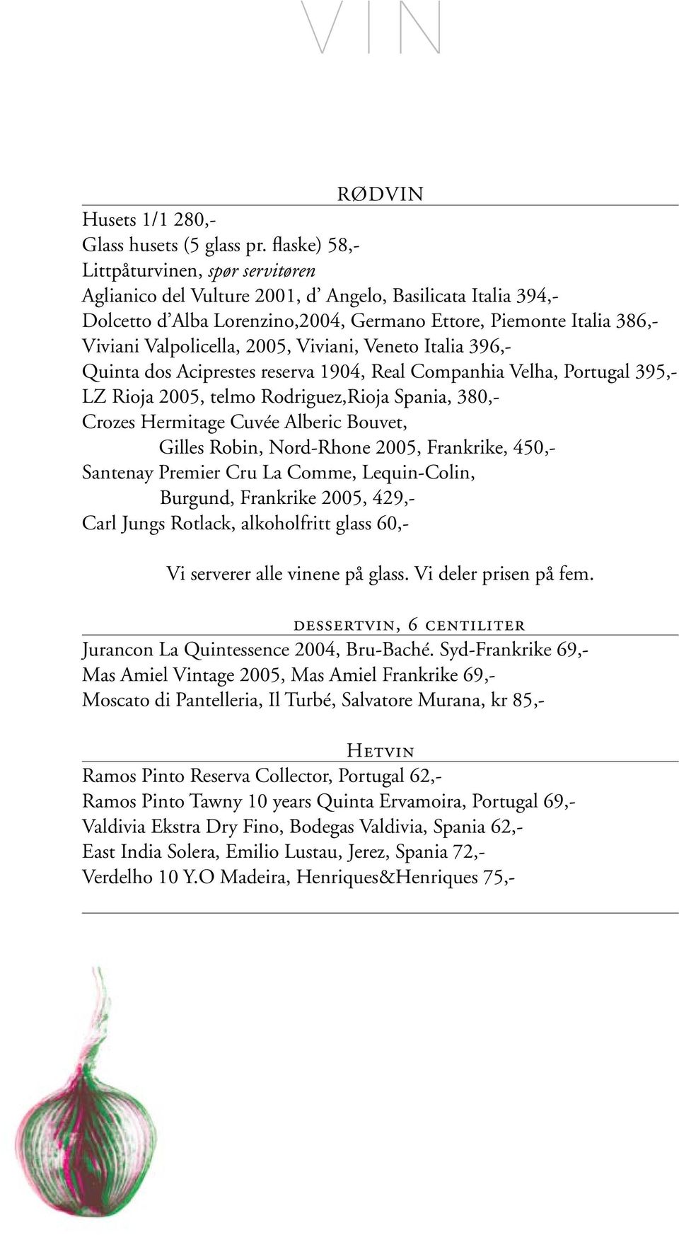 2005, Viviani, Veneto Italia 396,- Quinta dos Aciprestes reserva 1904, Real Companhia Velha, Portugal 395,- LZ Rioja 2005, telmo Rodriguez,Rioja Spania, 380,- Crozes Hermitage Cuvée Alberic Bouvet,