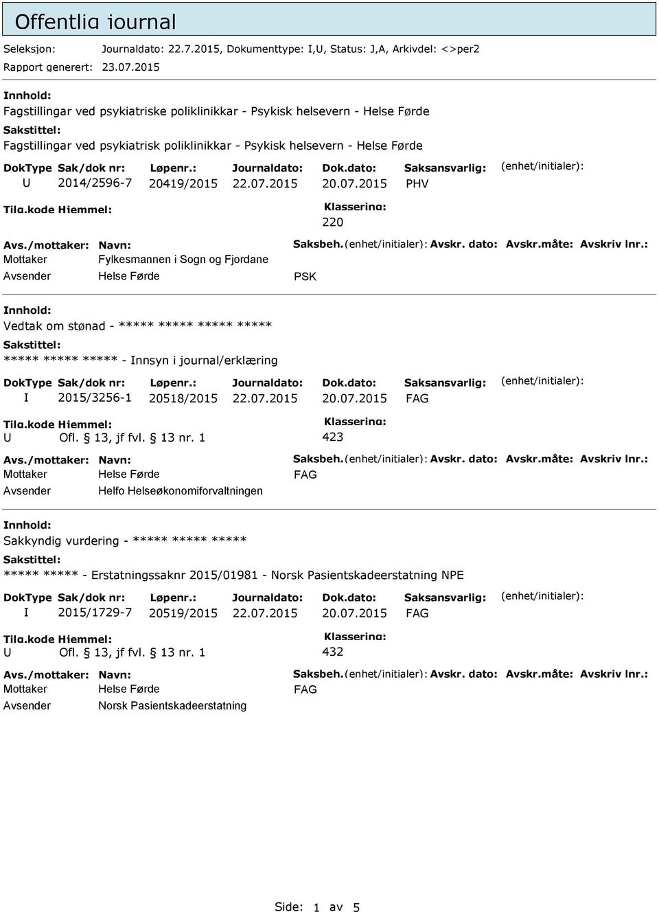 220 Avs./mottaker: Navn: Saksbeh. Avskr. dato: Avskr.måte: Avskriv lnr.