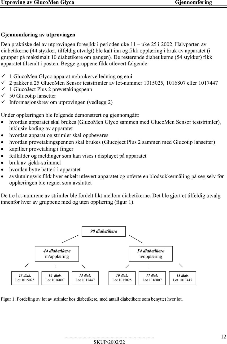 De resterende diabetikerne (54 stykker) fikk apparatet tilsendt i posten.