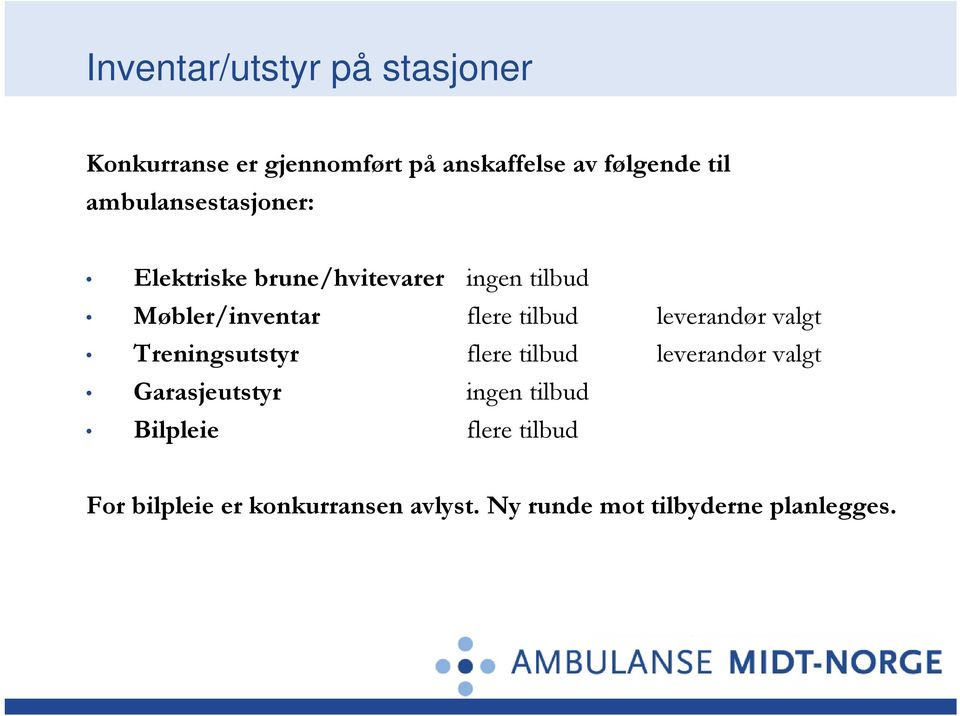 leverandør valgt Treningsutstyr flere tilbud leverandør valgt Garasjeutstyr ingen tilbud