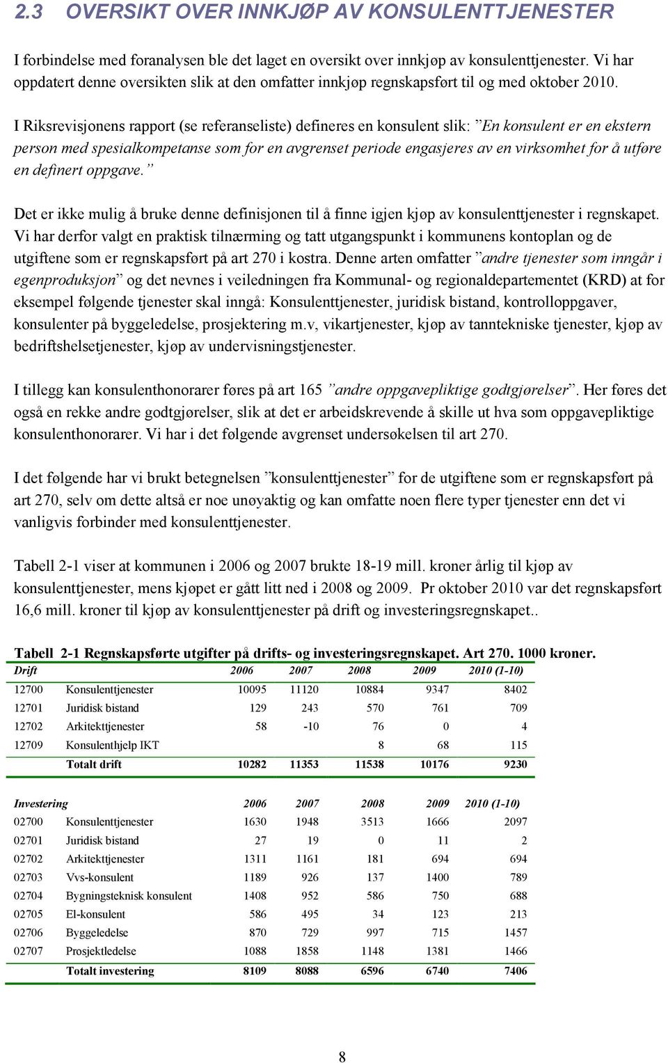 I Riksrevisjonens rapport (se referanseliste) defineres en konsulent slik: En konsulent er en ekstern person med spesialkompetanse som for en avgrenset periode engasjeres av en virksomhet for å