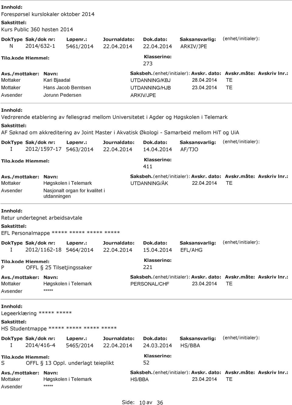 av Joint Master i Akvatisk Økologi - amarbeid mellom HiT og ia 2012/1597-17 5463/2014 14.04.2014 AF/TJO 411 aksbeh. Avskr. dato: Avskr.måte: Avskriv lnr.