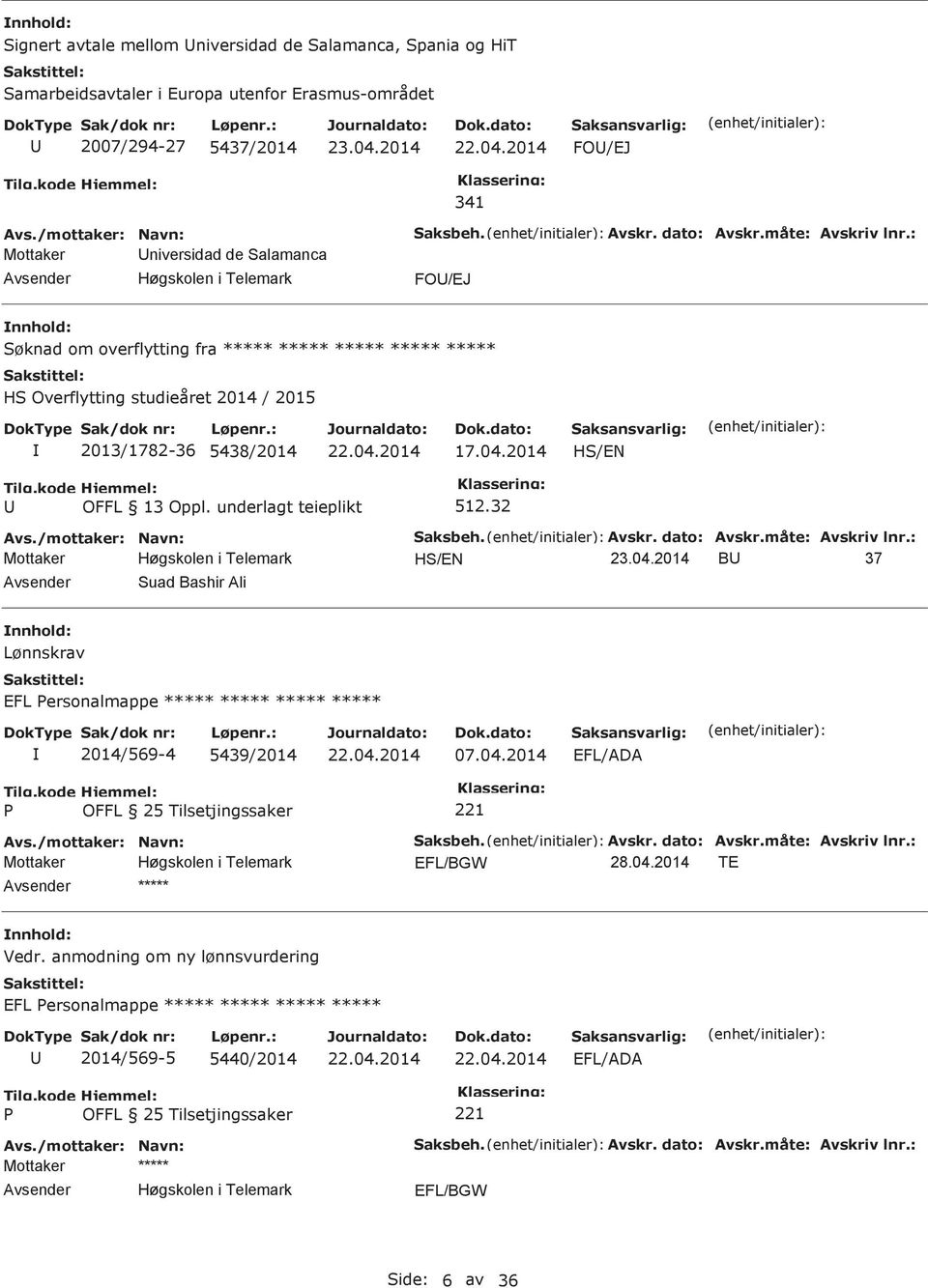 måte: Avskriv lnr.: H/EN B 37 Avsender uad Bashir Ali Lønnskrav EFL ersonalmappe ***** ***** ***** ***** 2014/569-4 5439/2014 07.04.2014 EFL/ADA OFFL 25 Tilsetjingssaker aksbeh. Avskr. dato: Avskr.