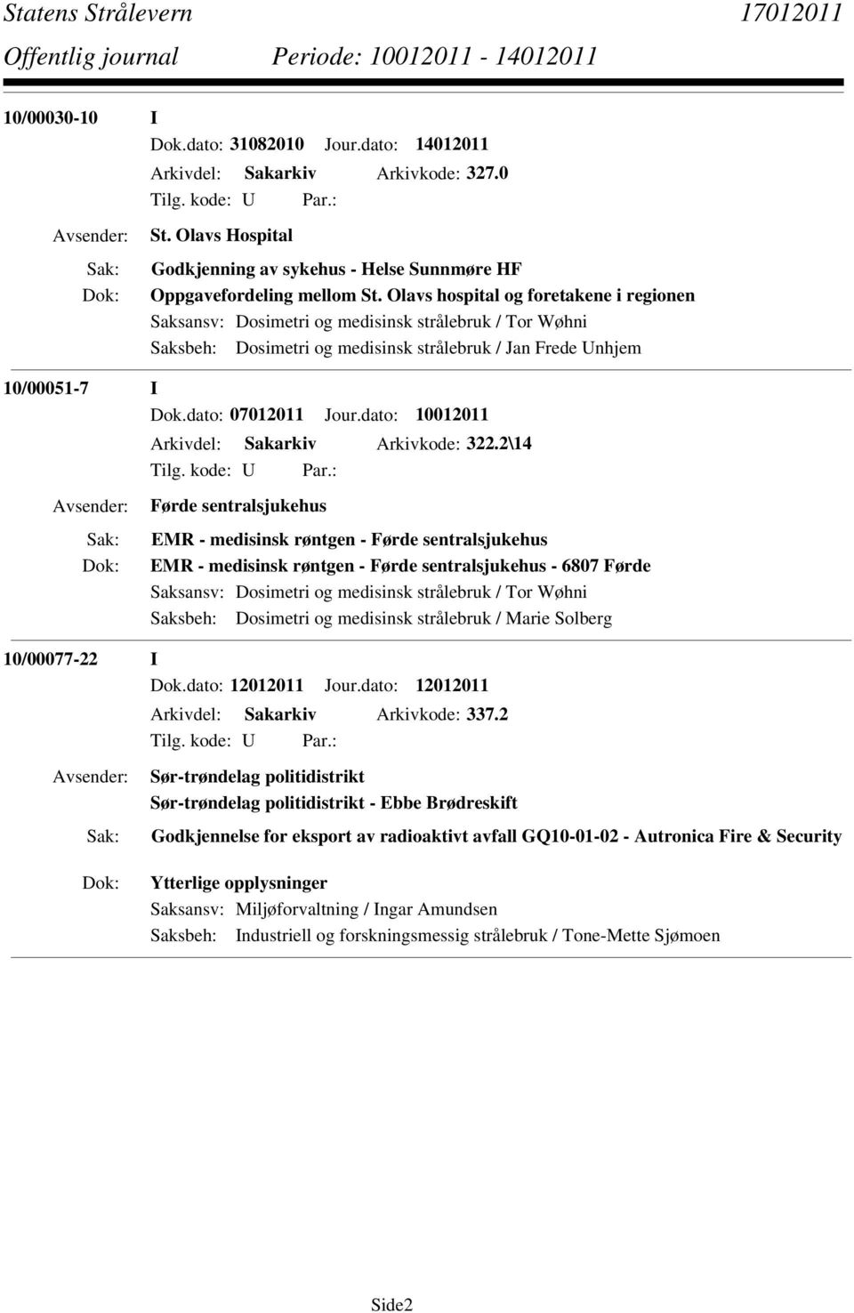 dato: 10012011 Arkivdel: Sakarkiv Arkivkode: 322.