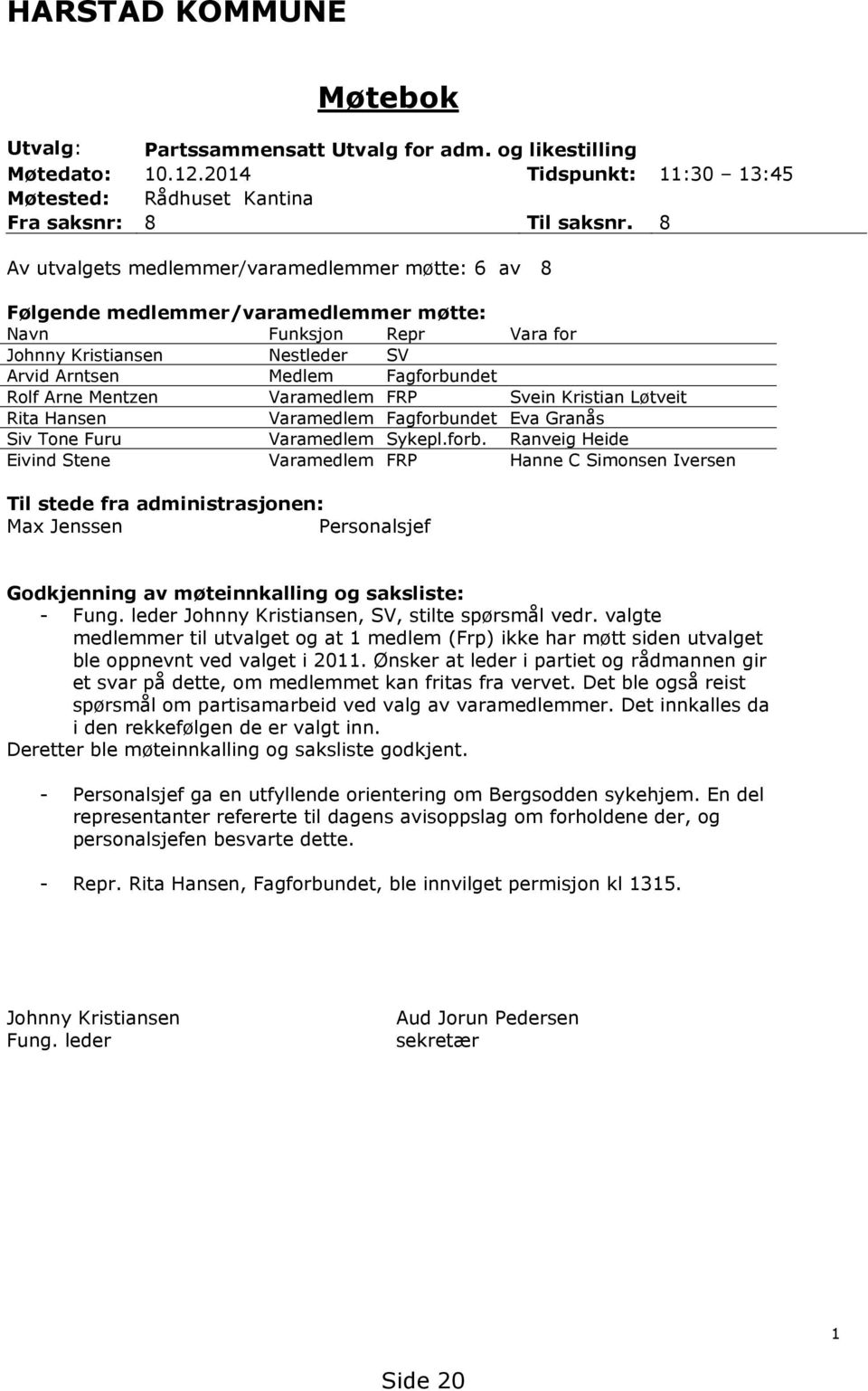 Mentzen Varamedlem FRP Svein Kristian Løtveit Rita Hansen Varamedlem Fagforbu