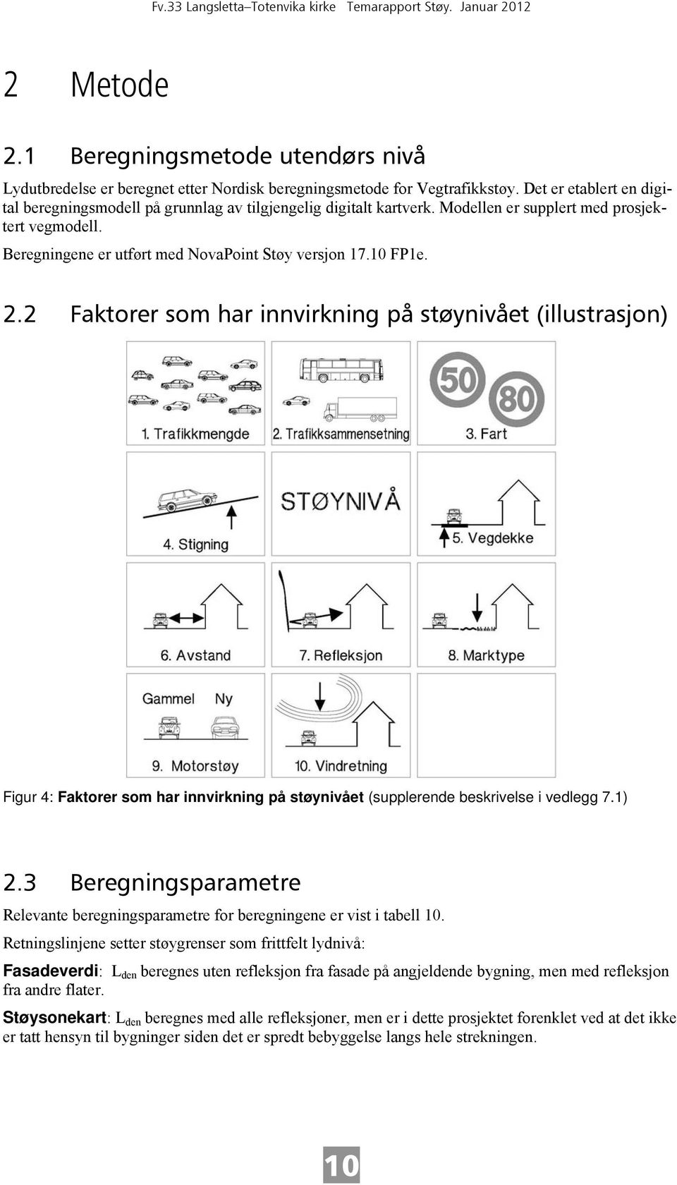 2.2 Faktorer som har innvirkning på støynivået (illustrasjon) Figur 4: Faktorer som har innvirkning på støynivået (supplerende beskrivelse i vedlegg 7.1) 2.