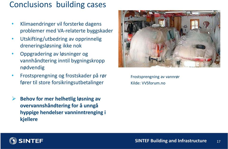 Frostsprengning og frostskader på rør fører til store forsikringsutbetalinger Frostsprengning av vannrør Kilde: VVSforum.