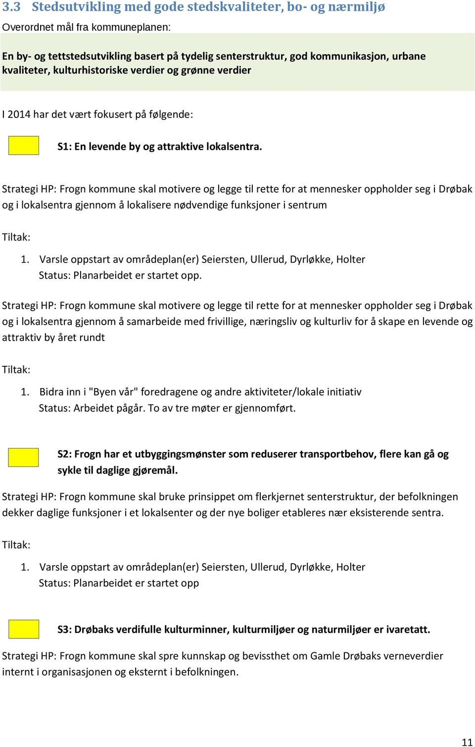 Strategi HP: Frogn kommune skal motivere og legge til rette for at mennesker oppholder seg i Drøbak og i lokalsentra gjennom å lokalisere nødvendige funksjoner i sentrum Tiltak: 1.