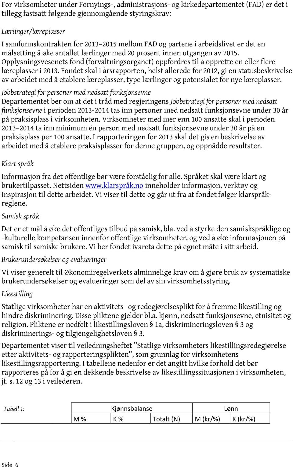 Opplysningsvesenets fond (forvaltningsorganet) oppfordres til å opprette en eller flere læreplasser i 2013.