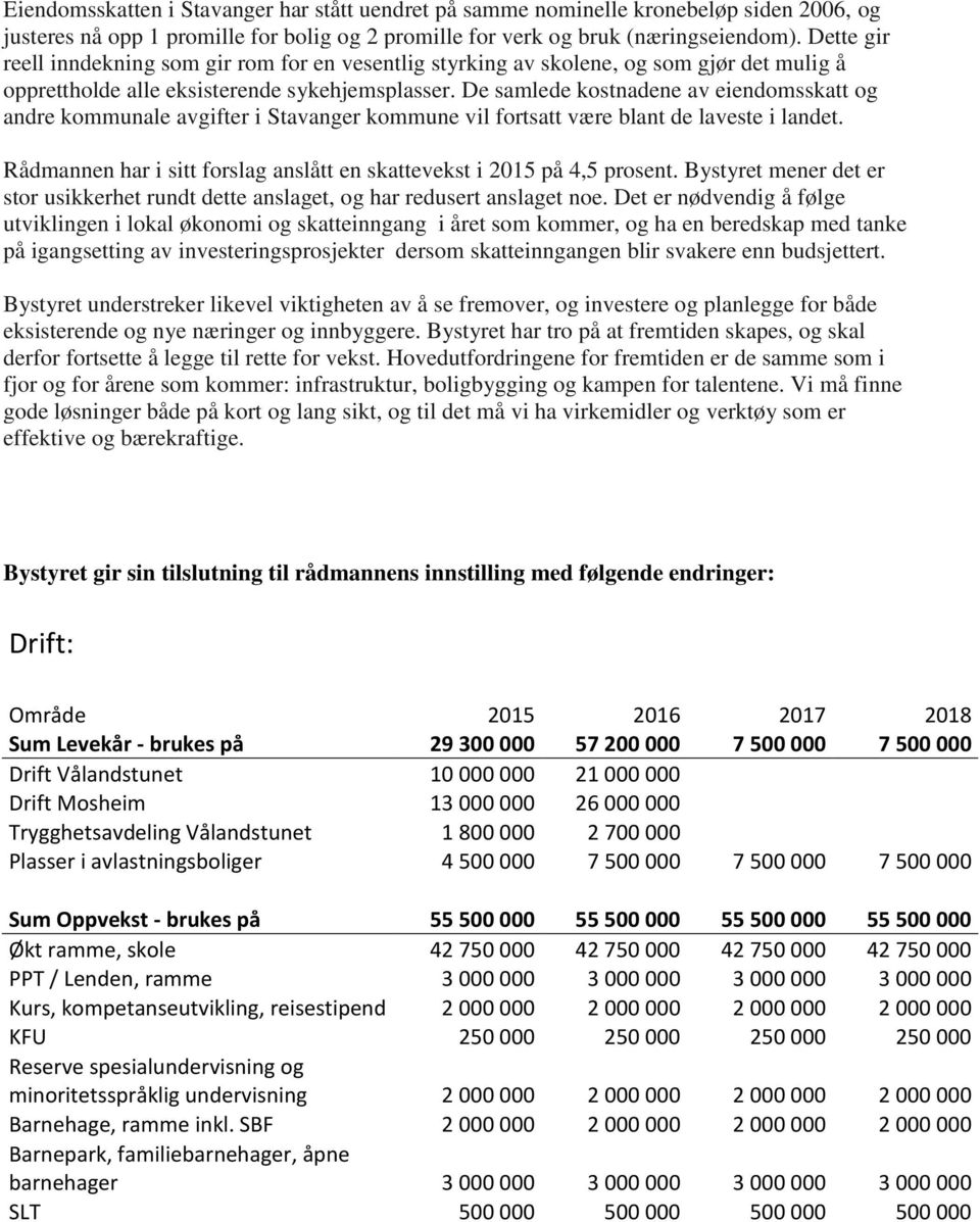 De samlede kostnadene av eiendomsskatt og andre kommunale avgifter i Stavanger kommune vil fortsatt være blant de laveste i landet.