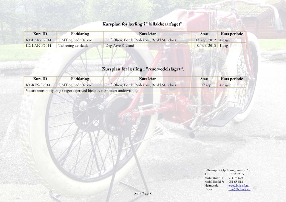 2012 4 dagar K2-LAK-F2014 Taksering av skade Dag Arve Savland 8. mai.