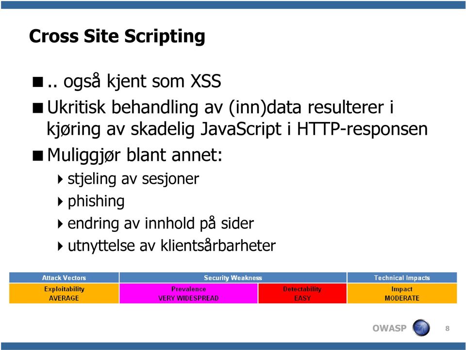 resulterer i kjøring av skadelig JavaScript i HTTP-responsen