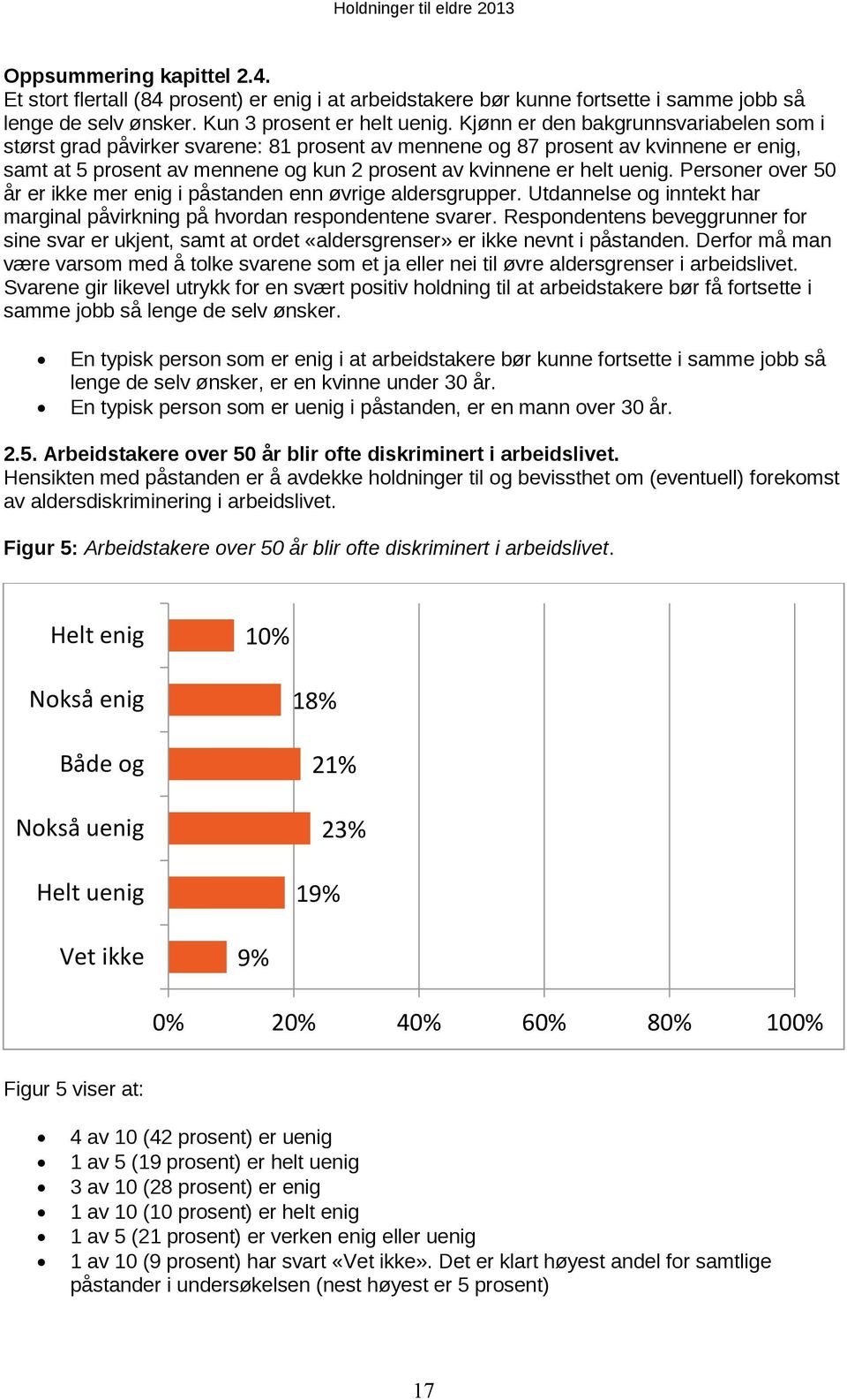 Personer over 50 år er ikke mer enig i påstanden enn øvrige aldersgrupper. Utdannelse og inntekt har marginal påvirkning på hvordan respondentene svarer.