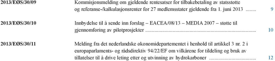 .. 9 Innbydelse til å sende inn forslag EACEA/08/13 MEDIA 2007 støtte til gjennomføring av pilotprosjekter.