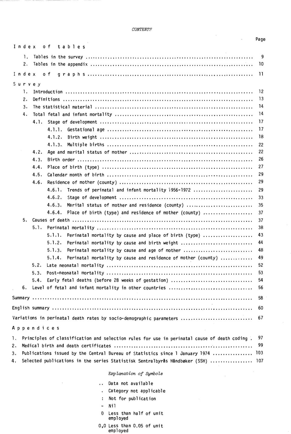 4. Place of birth (type) 27 4.5. Calendar month of birth 29 4.6. Residence of mother (county) 29 4.6.1. Trends of perinatal and infant mortality 1956-1972 29 4.6.2. Stage of development 33