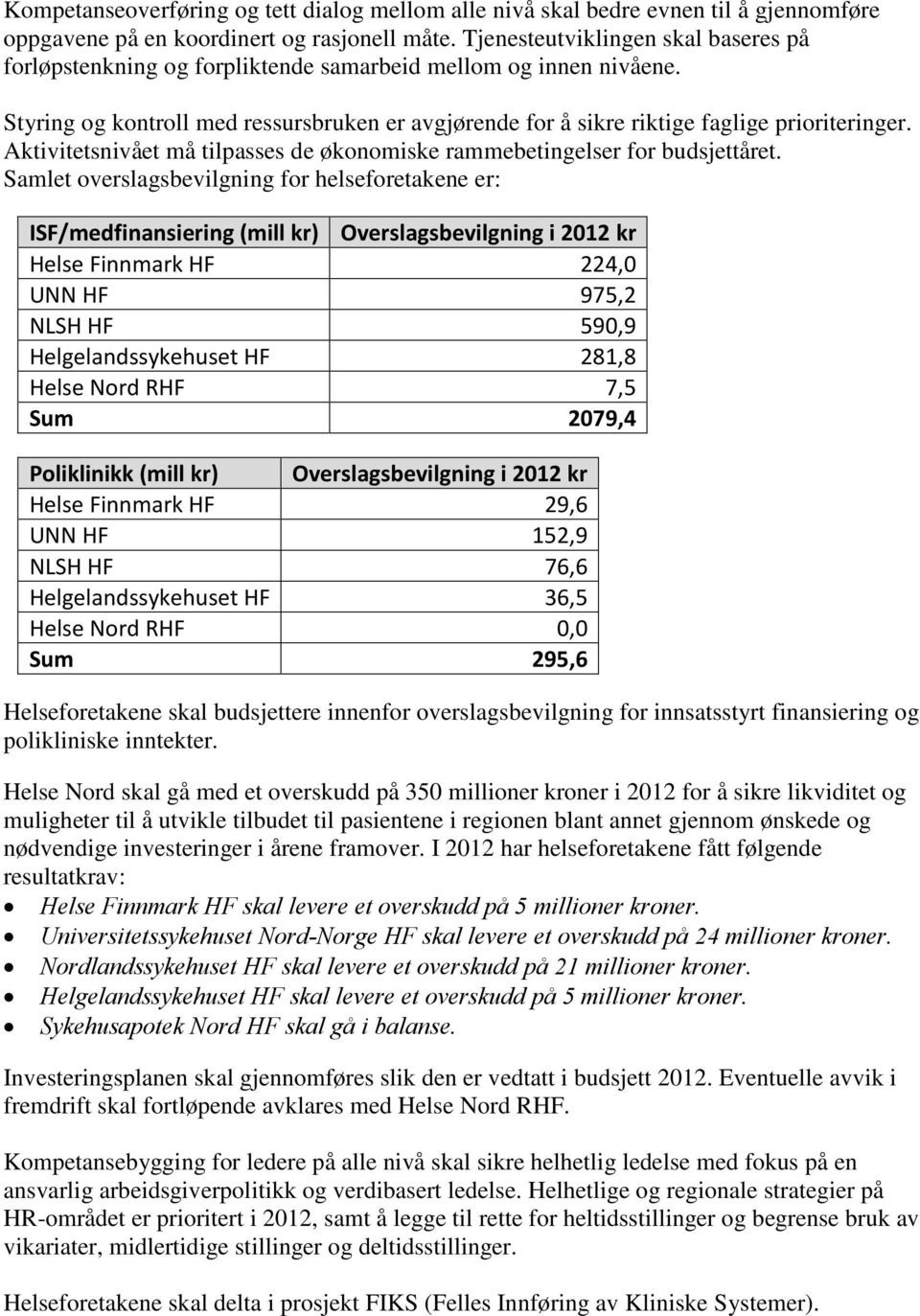 Aktivitetsnivået må tilpasses de økonomiske rammebetingelser for budsjettåret.