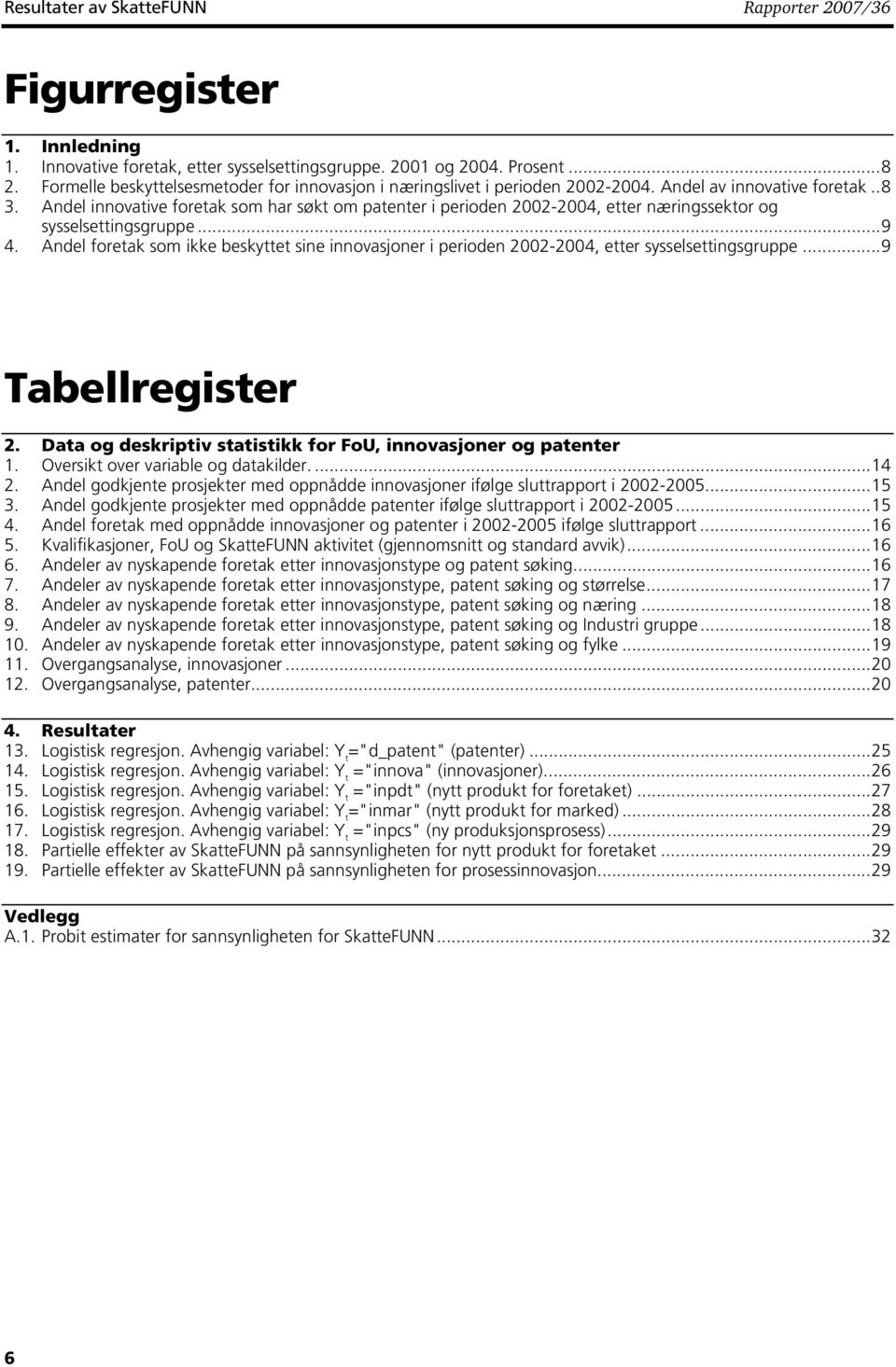 Andel innovaive foreak som har søk om paener i perioden 2002-2004, eer næringssekor og sysselseingsgruppe...9 4.