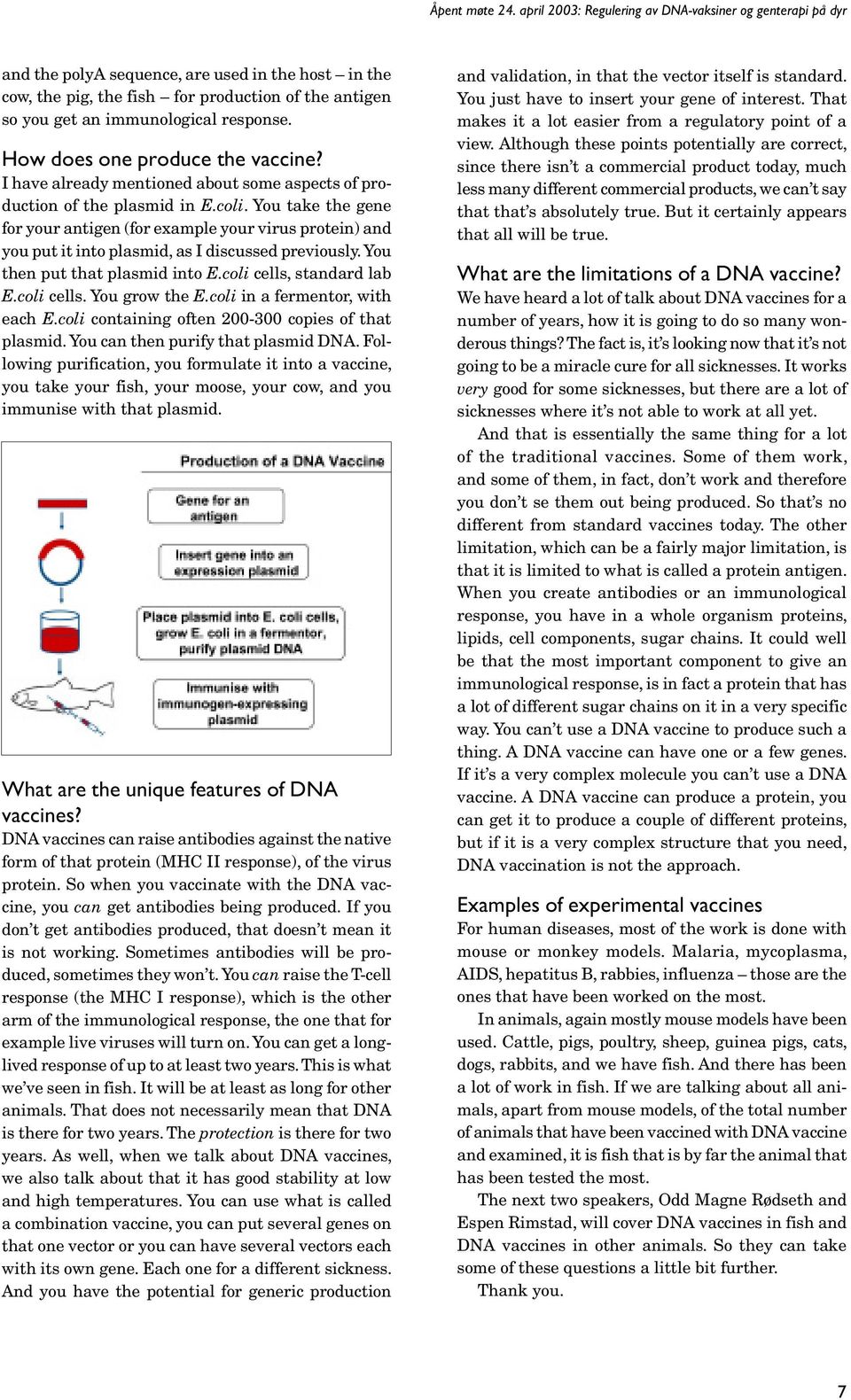 response. How does one produce the vaccine? I have already mentioned about some aspects of production of the plasmid in E.coli.