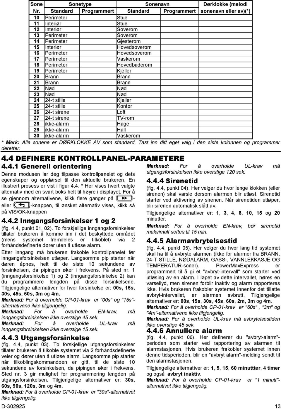 Perimeter Hovedsoverom 17 Perimeter Vaskerom 18 Perimeter Hovedbaderom 19 Perimeter Kjeller 20 Brann Brann 21 Brann Brann 22 Nød Nød 23 Nød Nød 24 24-t stille Kjeller 25 24-t stille Kontor 26 24-t