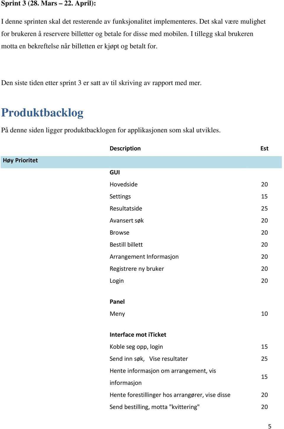 Produktbacklog På denne siden ligger produktbacklogen for applikasjonen som skal utvikles.