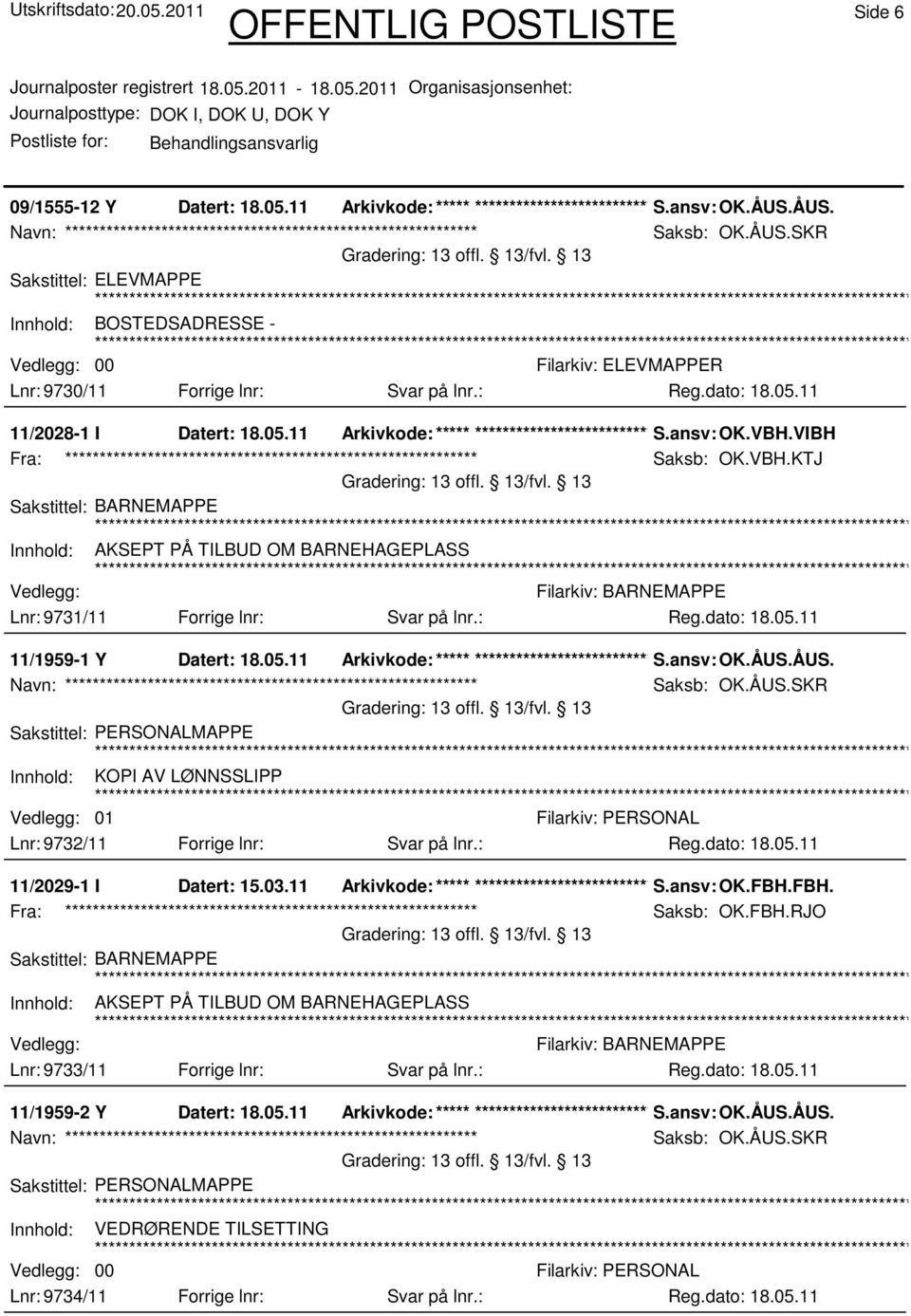 : 11/1959-1 Y Datert: 18.05.11 Arkivkode:***** ****************************** S.ansv: OK.ÅUS.ÅUS. Navn: ************************************************************ Saksb: OK.ÅUS.SKR Innhold: KOPI AV LØNNSSLIPP 01 Lnr: 9732/11 Forrige lnr: Svar på lnr.