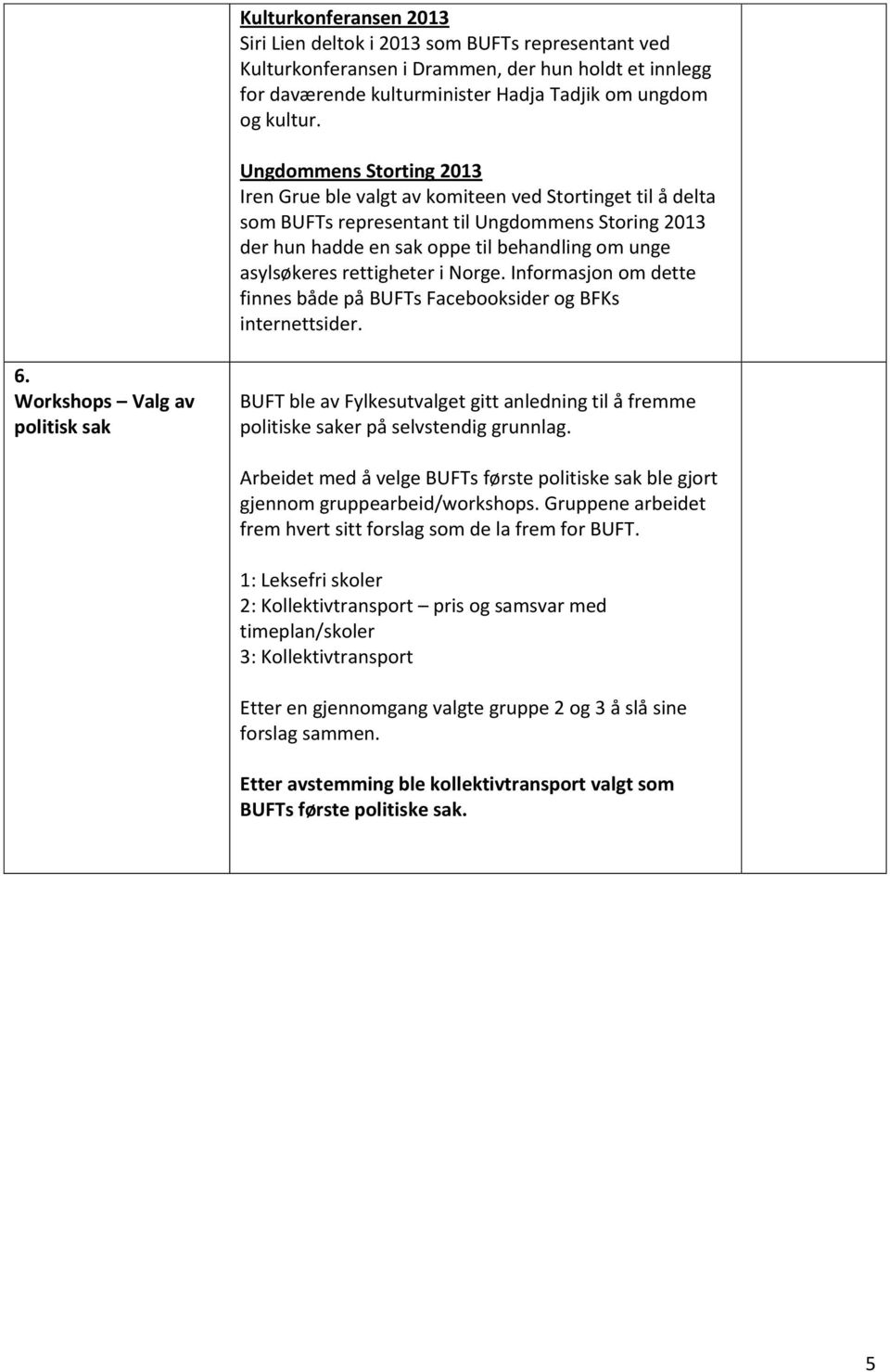 rettigheter i Norge. Informasjon om dette finnes både på BUFTs Facebooksider og BFKs internettsider. 6.