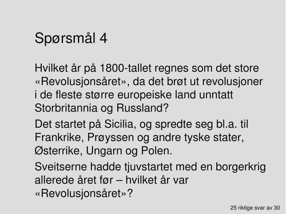 Det startet på Sicilia, og spredte seg bl.a. til Frankrike, Prøyssen og andre tyske stater, Østerrike, Ungarn og Polen.