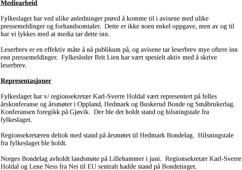 Fylkesleder Brit Lien har vært spesielt aktiv med å skrive leserbrev.