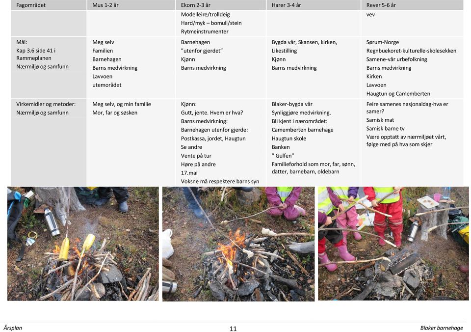 Modelleire/trolldeig Hard/myk bomull/stein Rytmeinstrumenter Barnehagen utenfor gjerdet Kjønn Barns medvirkning Kjønn: Gutt, jente. Hvem er hva?