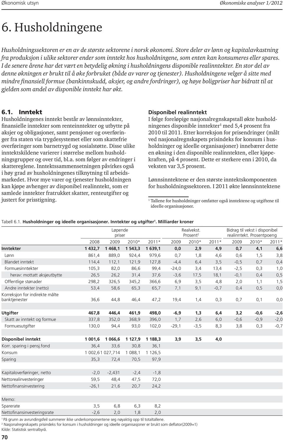 I de senere årene har det vært en betydelig økning i husholdningens disponible realinntekter. En stor del av denne økningen er brukt til å øke forbruket (både av varer og tjenester).