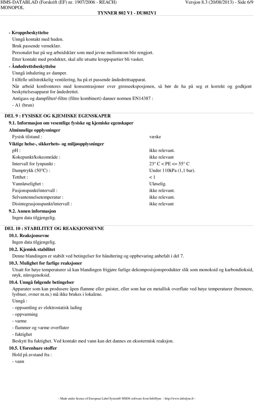 I tilfelle utilstrekkelig ventilering, ha på et passende åndedrettsapparat.