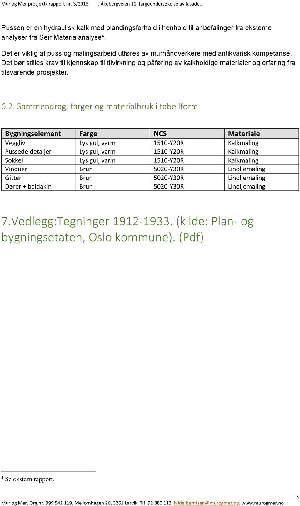 Det bør stilles krav til kjennskap til tilvirkning og påføring av kalkholdige materialer og erfaring fra tilsvarende prosjekter. 6.2.