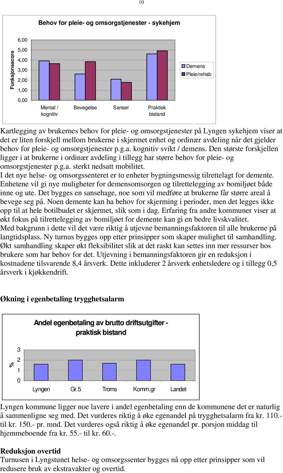 Den største forskjellen ligger i at brukerne i ordinær avdeling i tillegg har større behov for pleie- og omsorgstjenester p.g.a. sterkt nedsatt mobilitet.